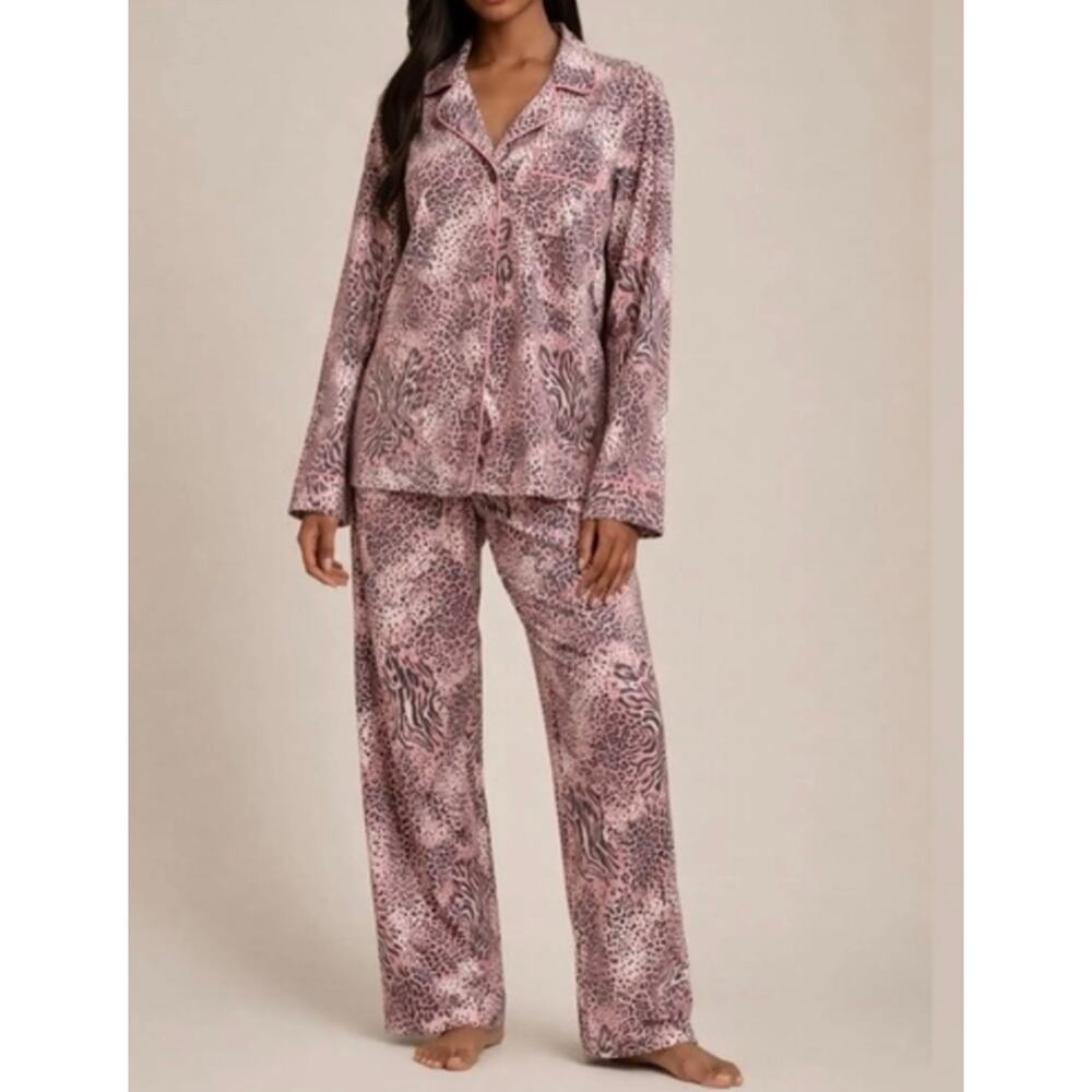 Skims Sleep Long Sleeve Button Up Pajama Set NWT Bloom Mini Multi Animal Size XS